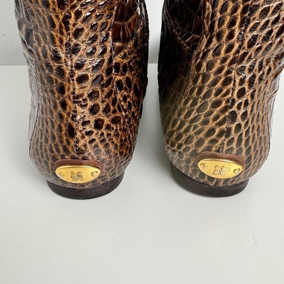 BCBGMAXAZRIA croc embossed hidden wedge knee high boots brown size 6 - Picture 7 of 10